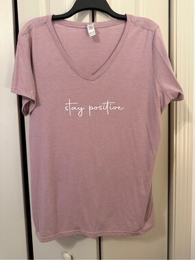Women's "Stay Positive" V-Neck Graphic Tee
